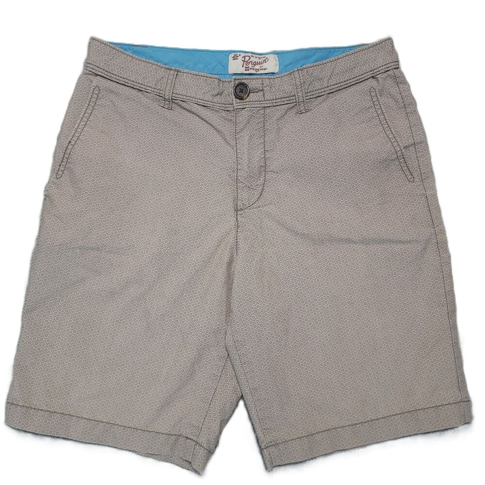 Original Penguin By Munsingwear Shorts Mens 30 Geometric Patterned Gray Logo
